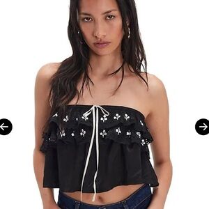Free People Tailia Embroidered Tube Top- S